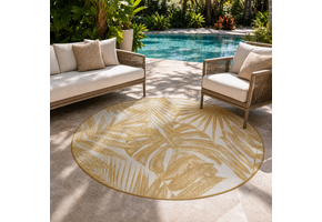 Buitenkleed - Brussels Rond Palm Geel