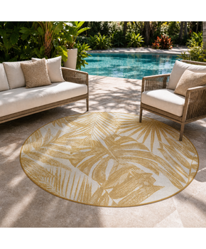 Buitenkleed - Brussels Rond Palm Geel