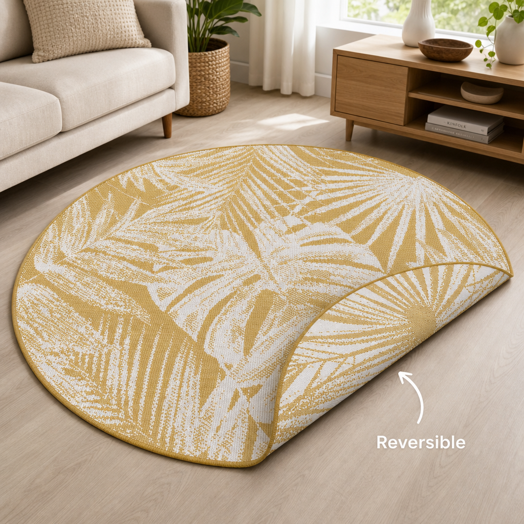 Buitenkleed - Brussels Rond Palm Geel
