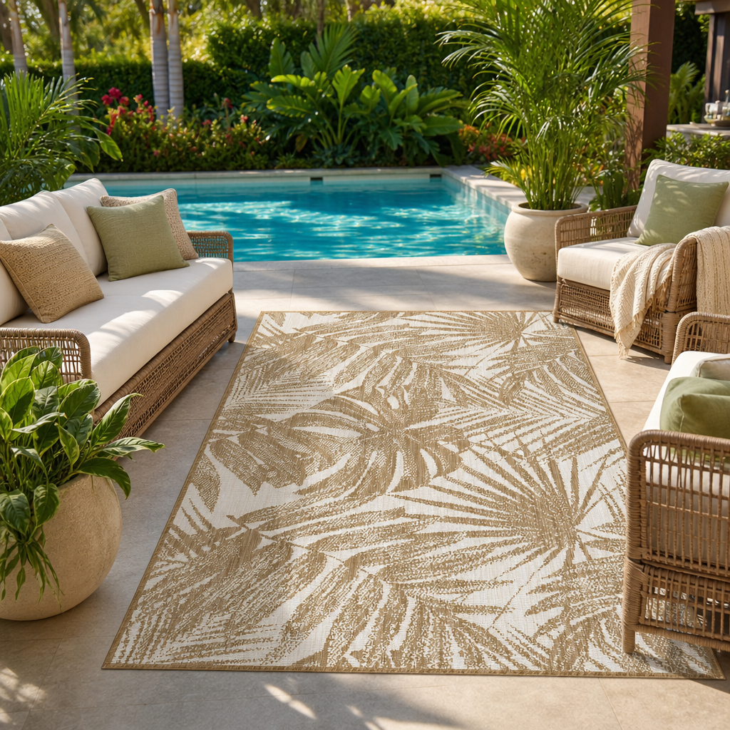 Buitenkleed - Brussels Palm Linnen Beige
