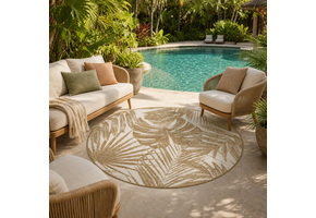Buitenkleed - Brussels Rond Palm Linnen Beige
