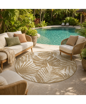 Buitenkleed - Brussels Rond Palm Linnen Beige