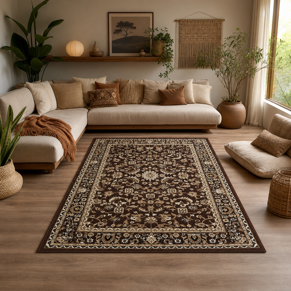 Nain Klassiek Vintage Oosters Vloerkleed Bruin