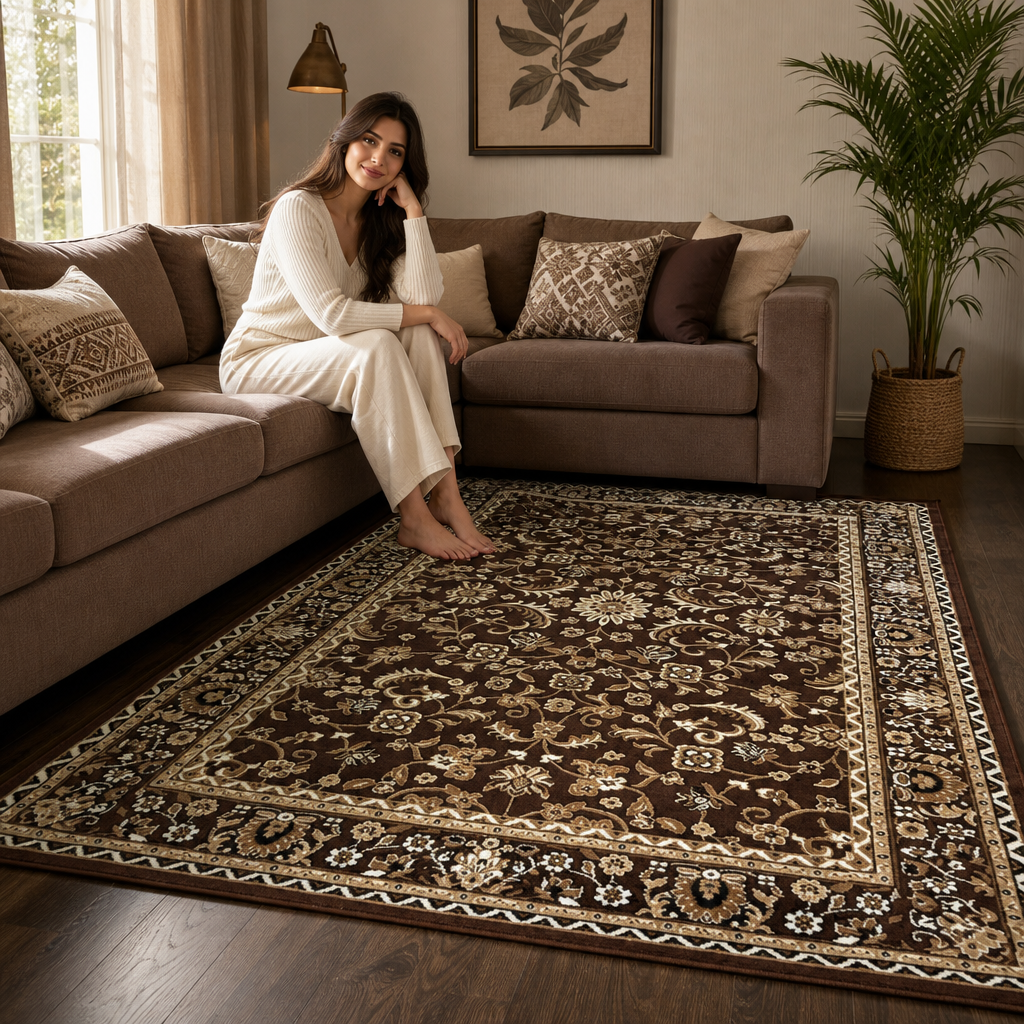 Nain Klassiek Vintage Oosters Vloerkleed Bruin