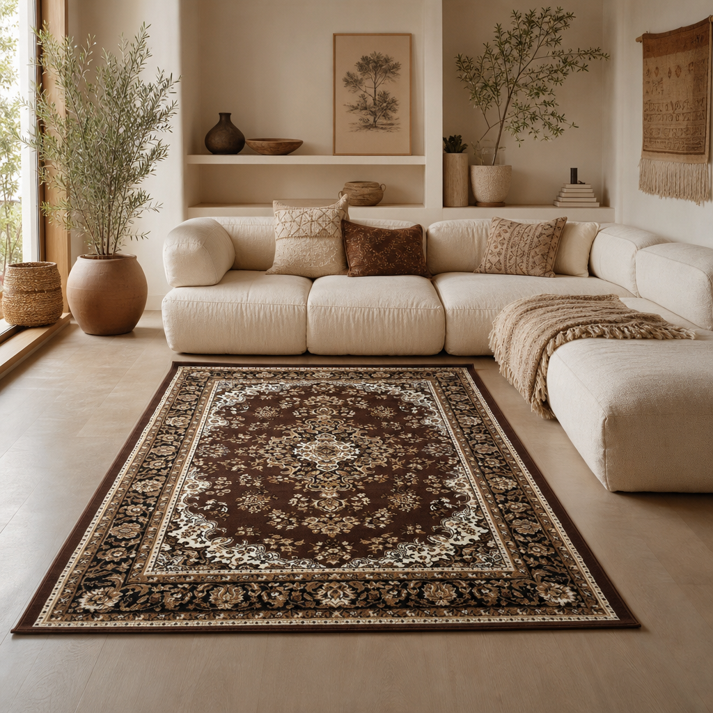 Nain Klassiek Vintage Oosters Vloerkleed Medaillon Bruin