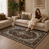 Nain Klassiek Vintage Oosters Vloerkleed Medaillon Bruin