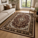 Nain Klassiek Vintage Oosters Vloerkleed Medaillon Bruin