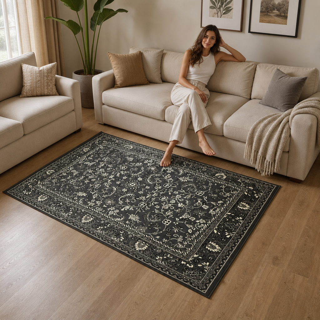 Nain Klassiek Vintage Oosters Vloerkleed Grijs