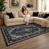 Nain Klassiek Vintage Oosters Vloerkleed Medaillon Grijs