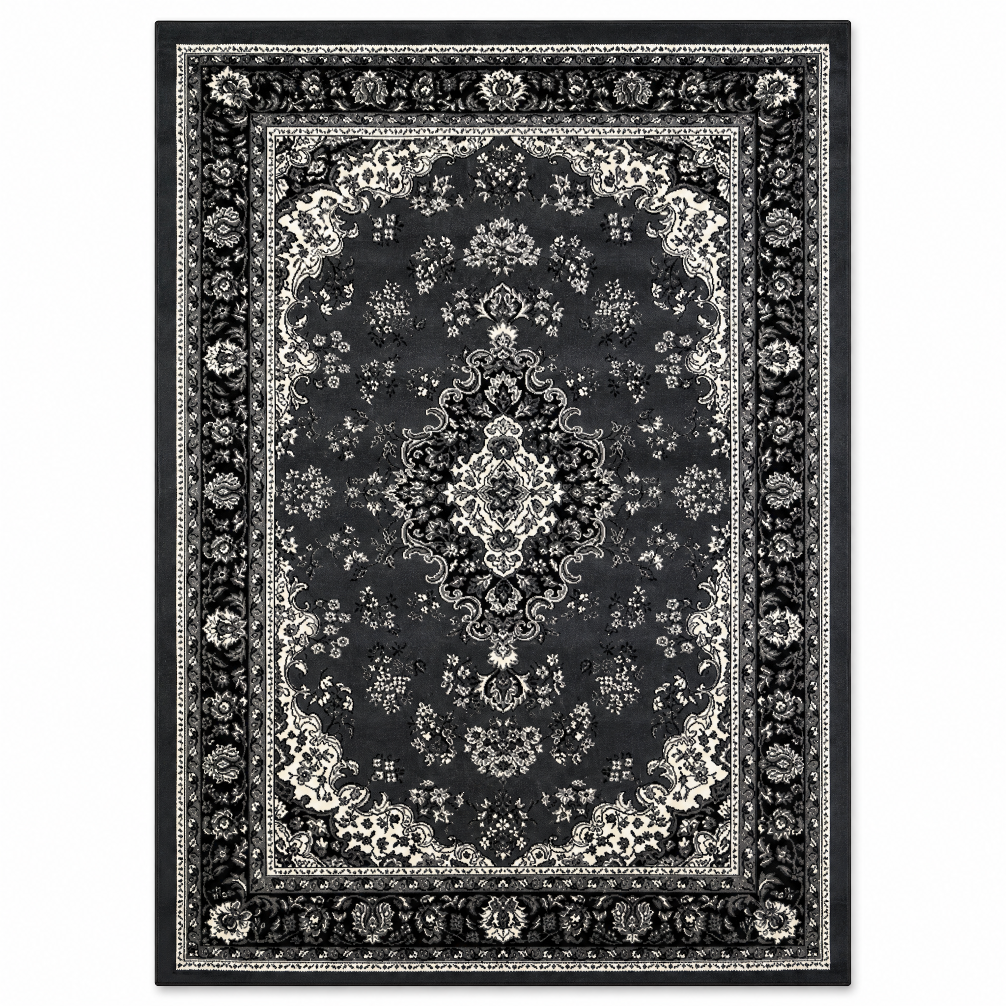 Nain Klassiek Vintage Oosters Vloerkleed Medaillon Grijs