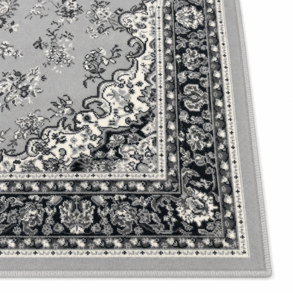Nain Klassiek Vintage Oosters Vloerkleed Medaillon Grijs Zilver