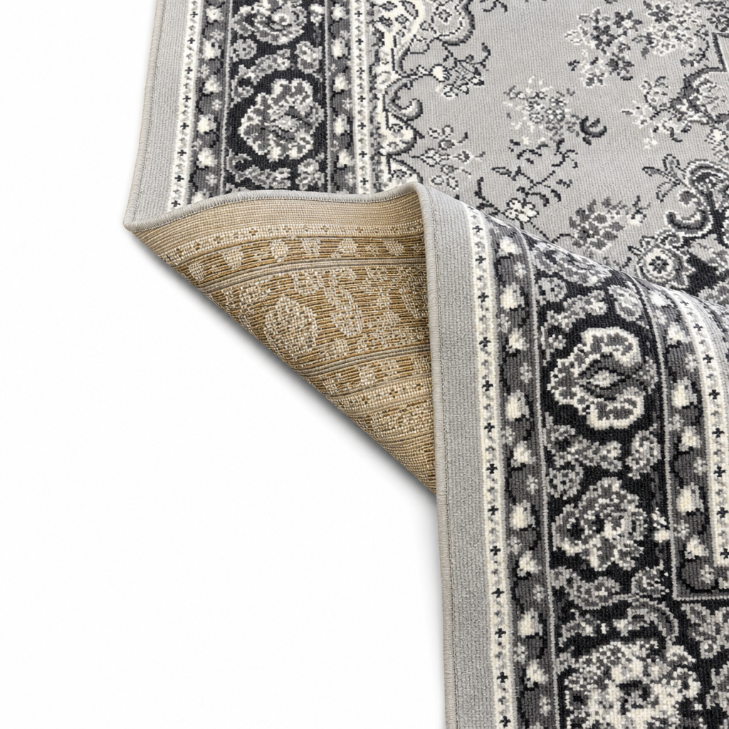 Nain Klassiek Vintage Oosters Vloerkleed Medaillon Grijs Zilver
