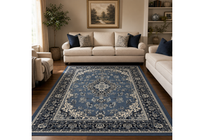 Nain Klassiek Vintage Oosters Vloerkleed Medaillon Blauw
