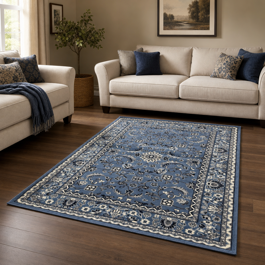 Nain Klassiek Vintage Oosters Vloerkleed Blauw