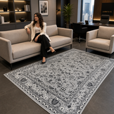 Nain Klassiek Vintage Oosters Vloerkleed Grijs Zilver