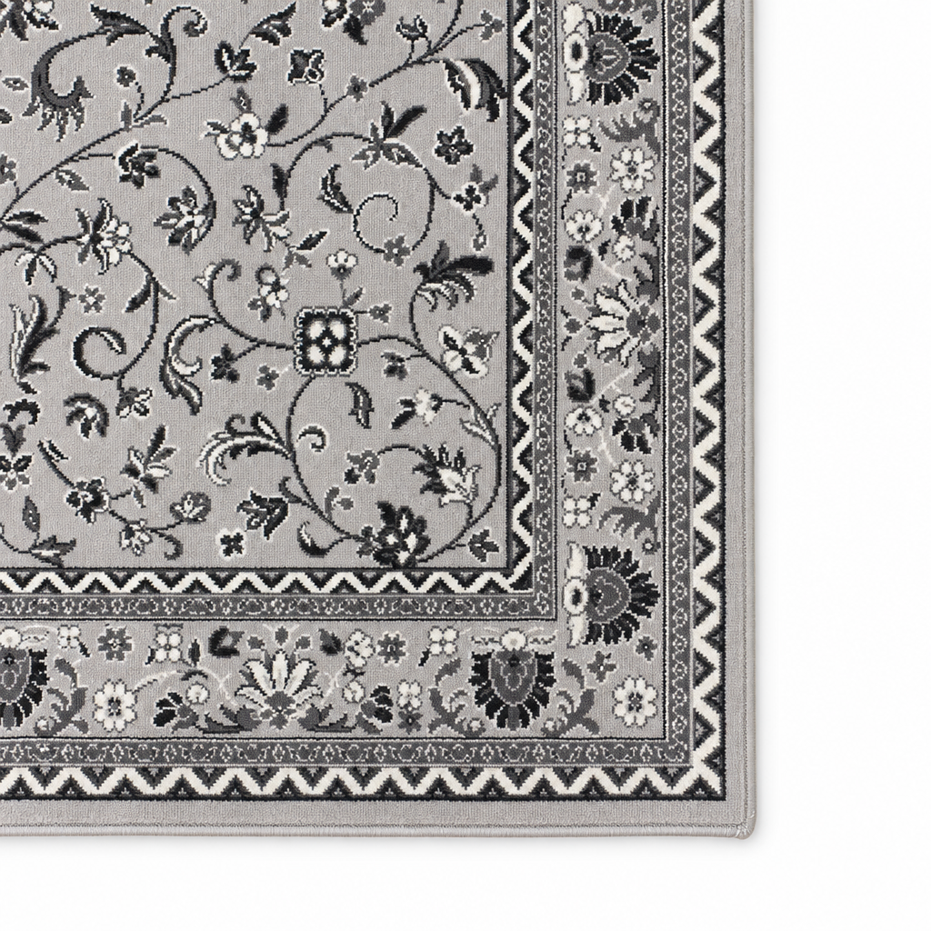 Nain Klassiek Vintage Oosters Vloerkleed Grijs Zilver