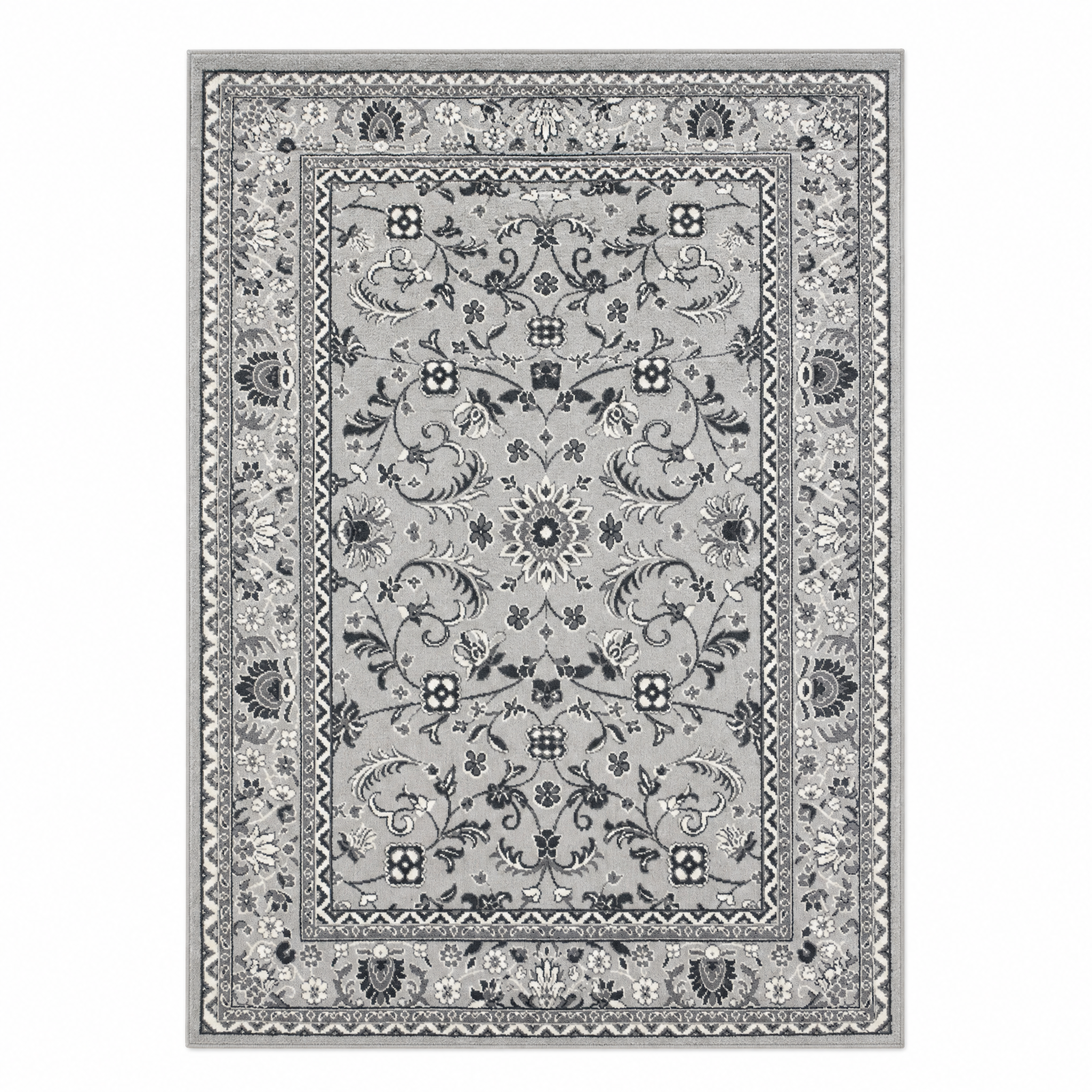Nain Klassiek Vintage Oosters Vloerkleed Grijs Zilver