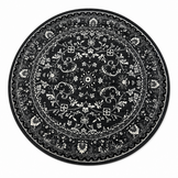 Nain Klassiek Rond Vintage Oosters Vloerkleed Antraciet Grijs
