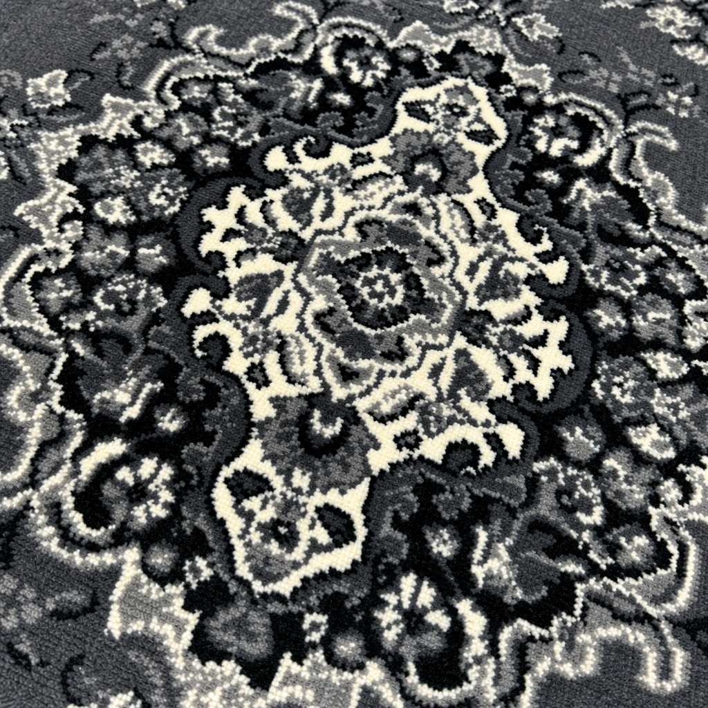 Nain Klassiek Rond Vintage Oosters Vloerkleed Medaillon Grijs
