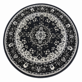 Nain Klassiek Rond Vintage Oosters Vloerkleed Medaillon Grijs