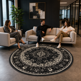 Nain Klassiek Rond Vintage Oosters Vloerkleed Medaillon Grijs