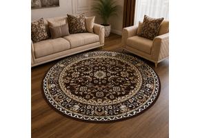 Nain Klassiek Rond Vintage Oosters Vloerkleed Bruin