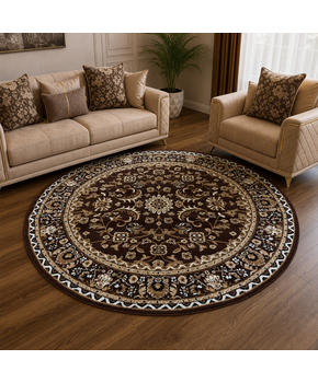 Nain Klassiek Rond Vintage Oosters Vloerkleed Bruin