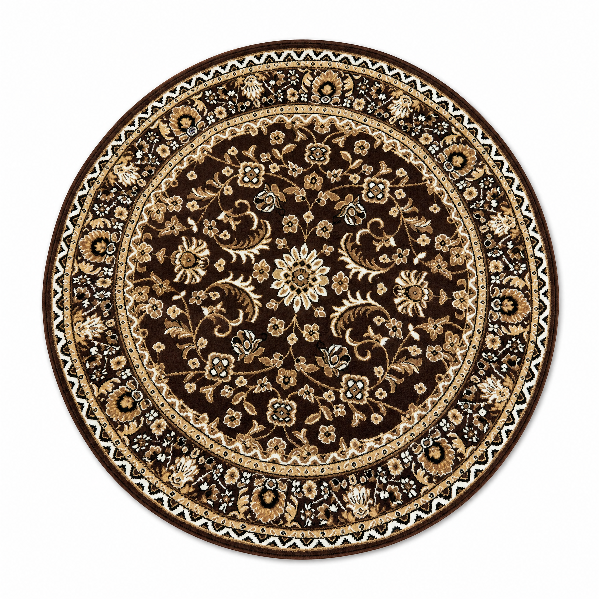 Nain Klassiek Rond Vintage Oosters Vloerkleed Bruin