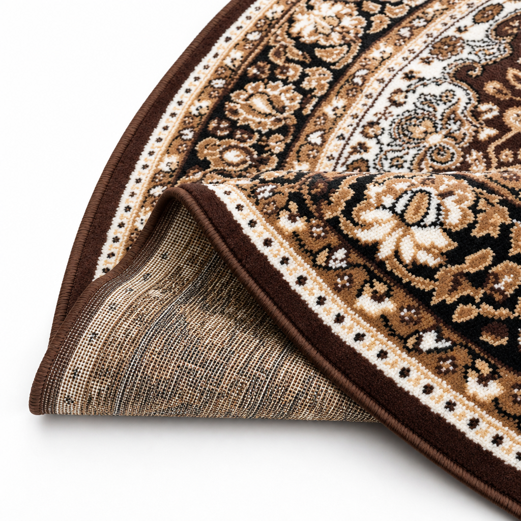 Nain Klassiek Rond Vintage Oosters Vloerkleed Medaillon Bruin