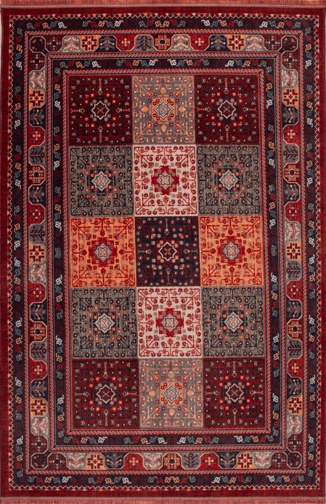Artline Sultan Oosters Vloerkleed Rood Vintage Handgeknoopte Wol Look