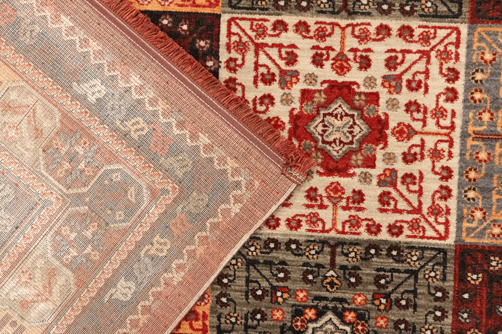 Artline Sultan Oosters Vloerkleed Rood Vintage Handgeknoopte Wol Look