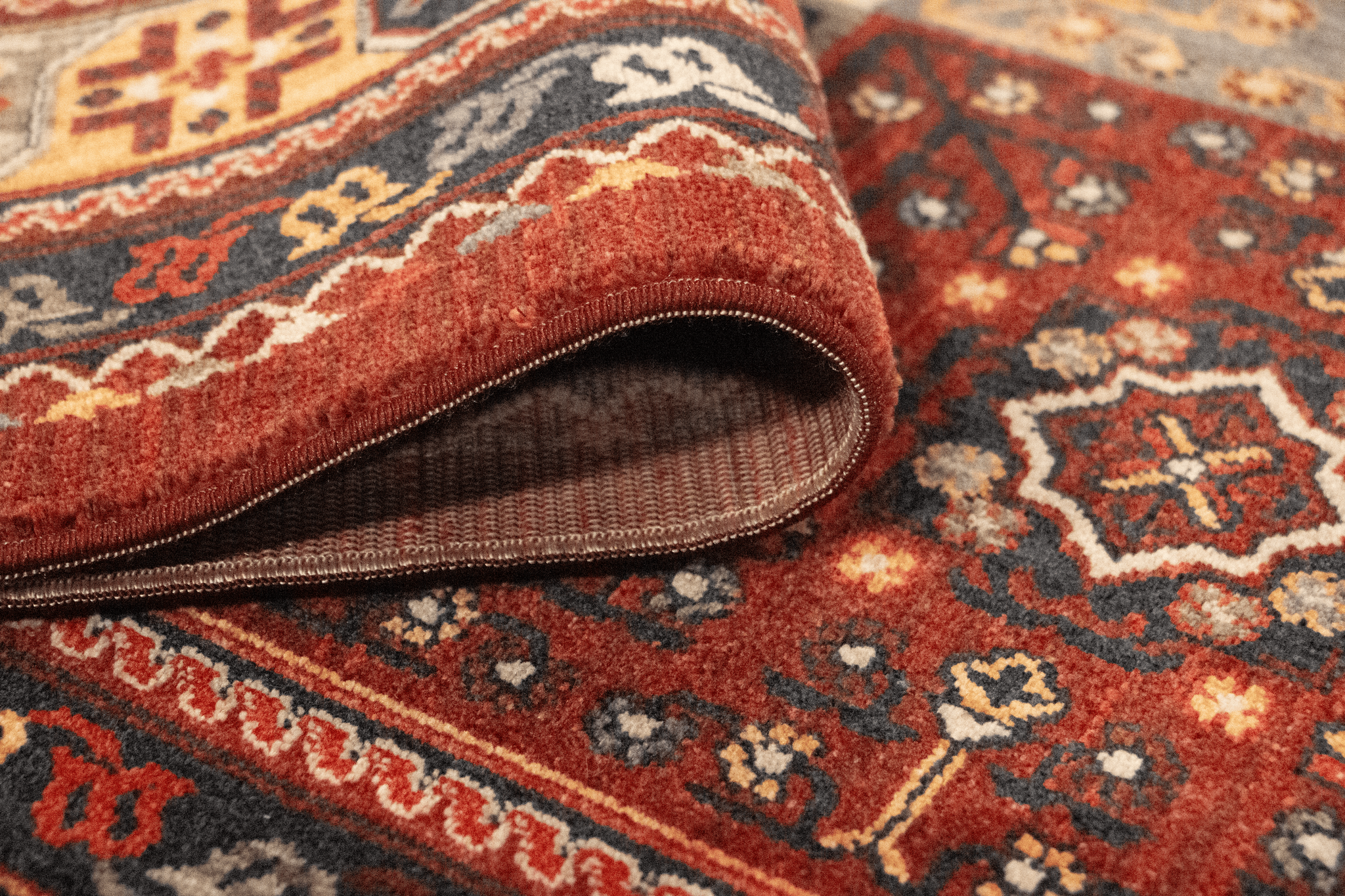 Artline Sultan Oosters Vloerkleed Rood Vintage Handgeknoopte Wol Look