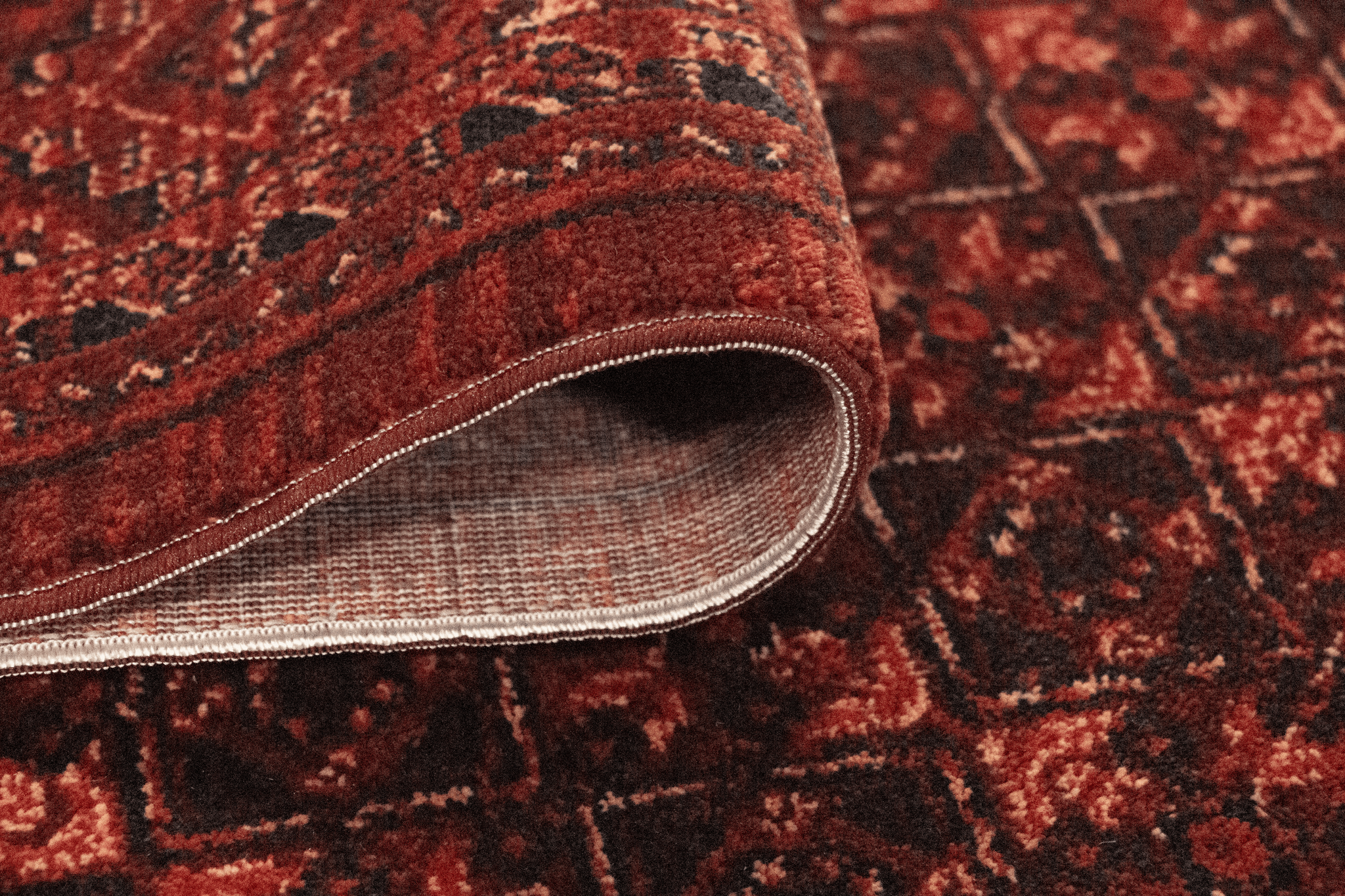 Artline Herat Oosters Vloerkleed Rood Vintage Handgeknoopte Wol Look