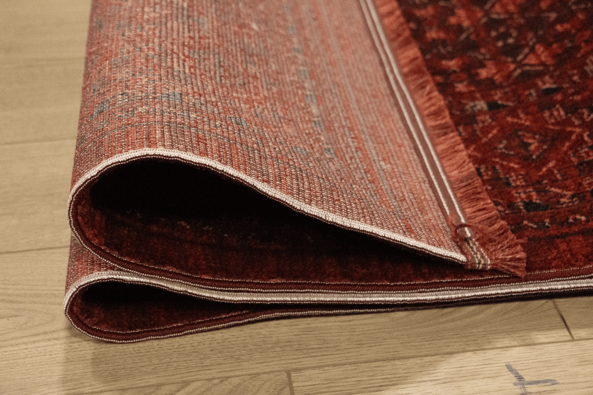 Artline Herat Oosters Vloerkleed Rood Vintage Handgeknoopte Wol Look