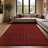 Artline Herat Oosters Vloerkleed Rood Vintage Handgeknoopte Wol Look