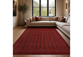 Artline Herat Oosters Vloerkleed Rood Vintage Handgeknoopte Wol Look