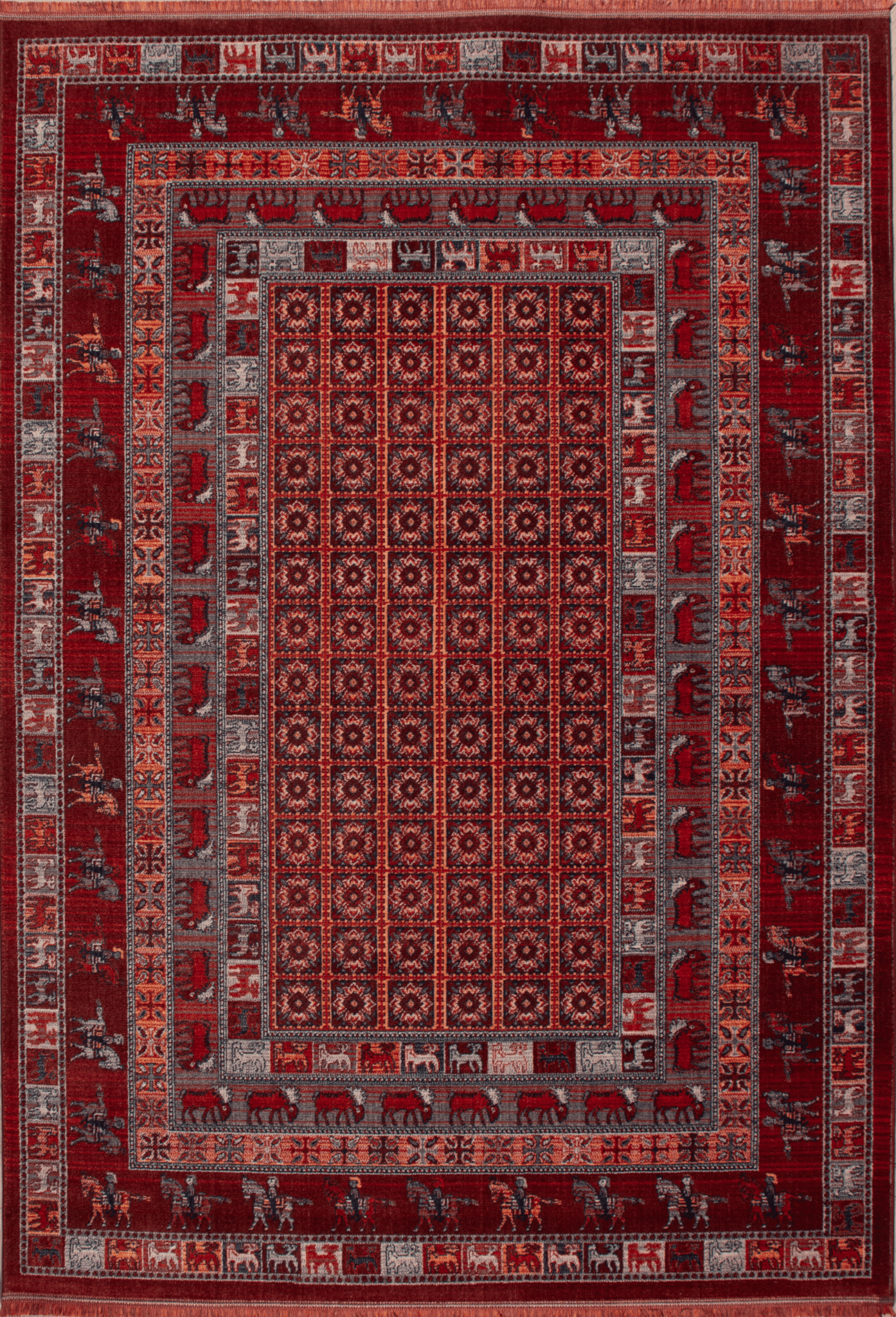 Artline Taj Oosters Vloerkleed Rood Vintage Handgeknoopte Wol Look