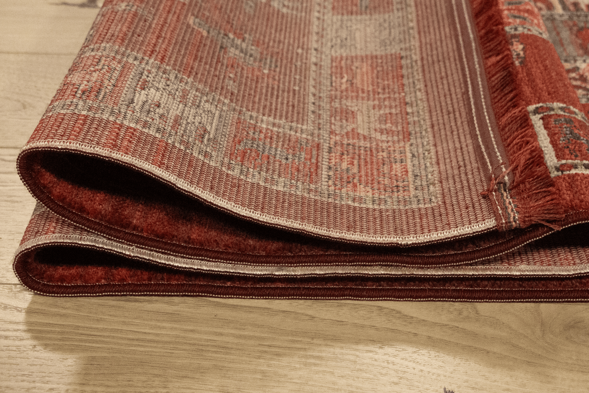 Artline Taj Oosters Vloerkleed Rood Vintage Handgeknoopte Wol Look