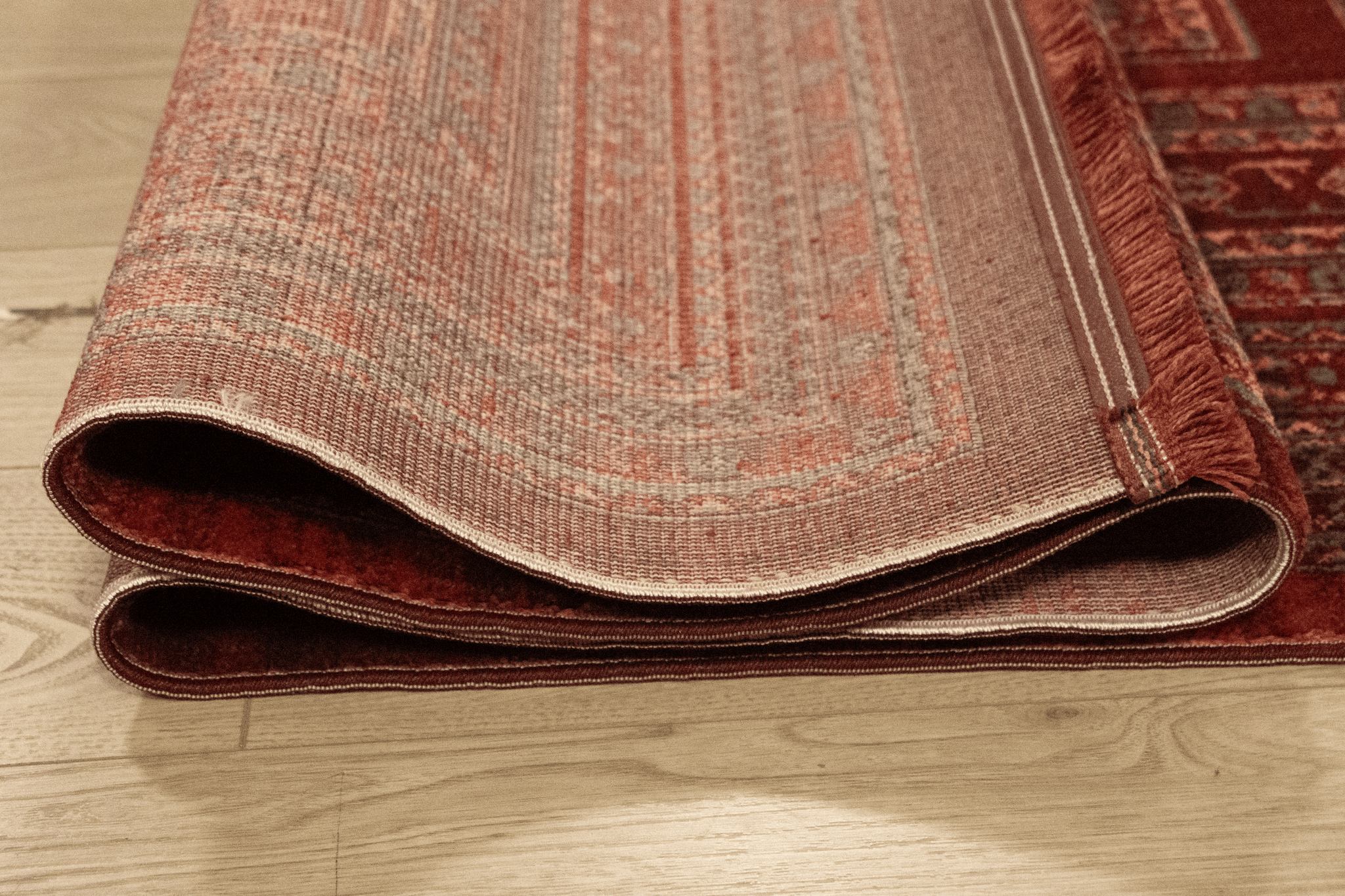 Artline Shah Oosters Vloerkleed Rood Vintage Handgeknoopte Wol Look