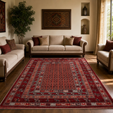 Artline Taj Oosters Vloerkleed Rood Vintage Handgeknoopte Wol Look