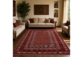 Artline Taj Oosters Vloerkleed Rood Vintage Handgeknoopte Wol Look