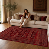 Artline Shah Oosters Vloerkleed Rood Vintage Handgeknoopte Wol Look