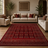 Artline Shah Oosters Vloerkleed Rood Vintage Handgeknoopte Wol Look