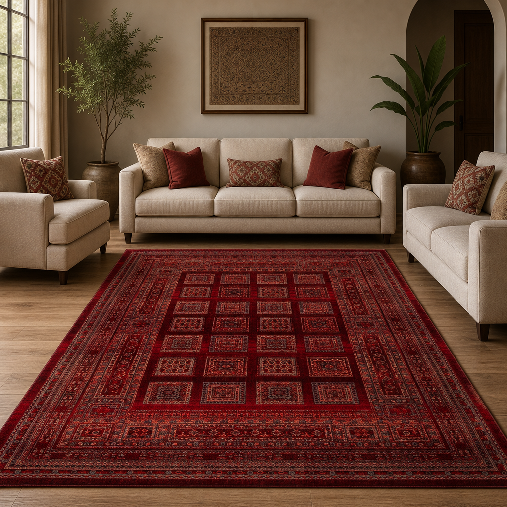 Artline Shah Oosters Vloerkleed Rood Vintage Handgeknoopte Wol Look