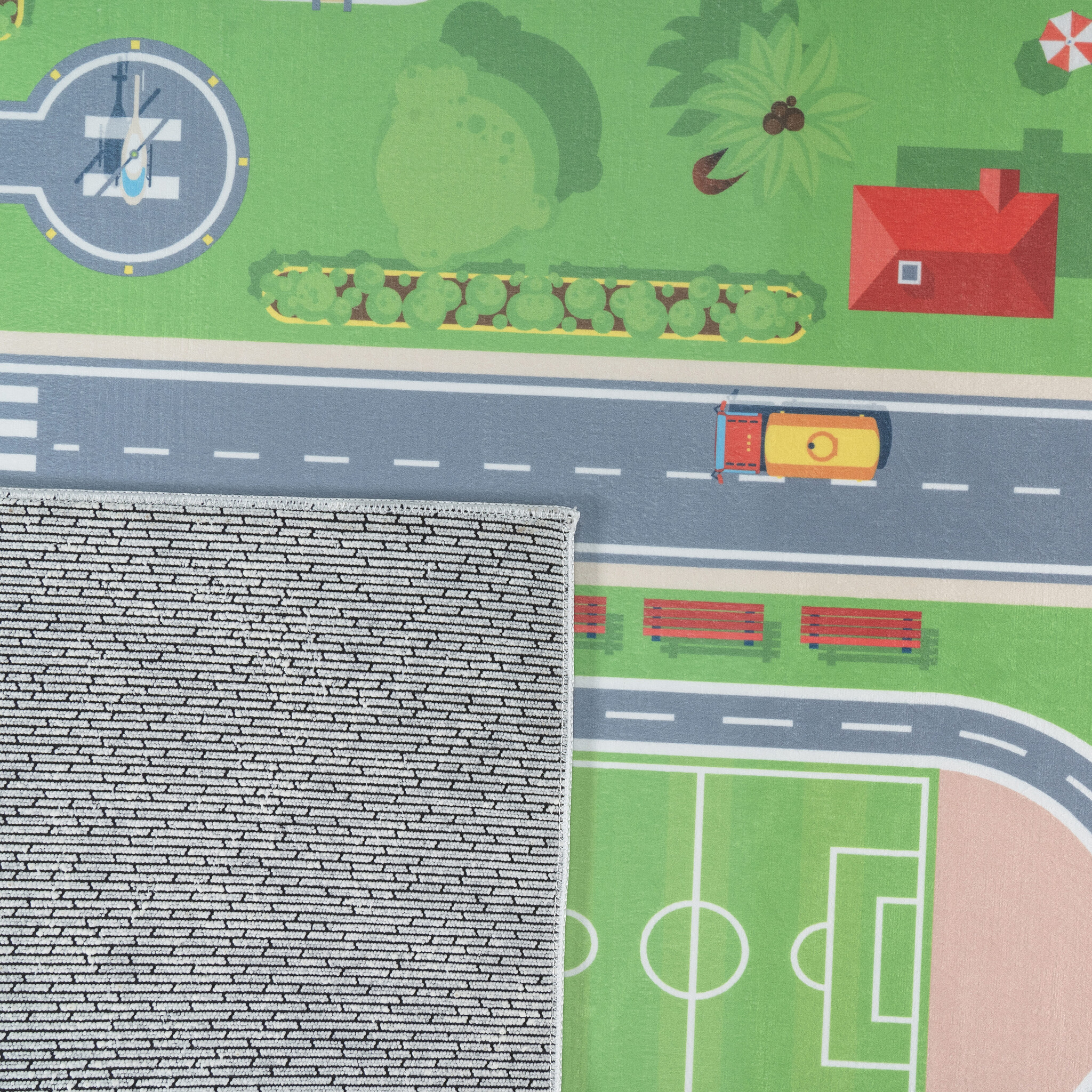 Kindervloerkleed Verkeer Groen Speelkleed Wasbaar Antislip