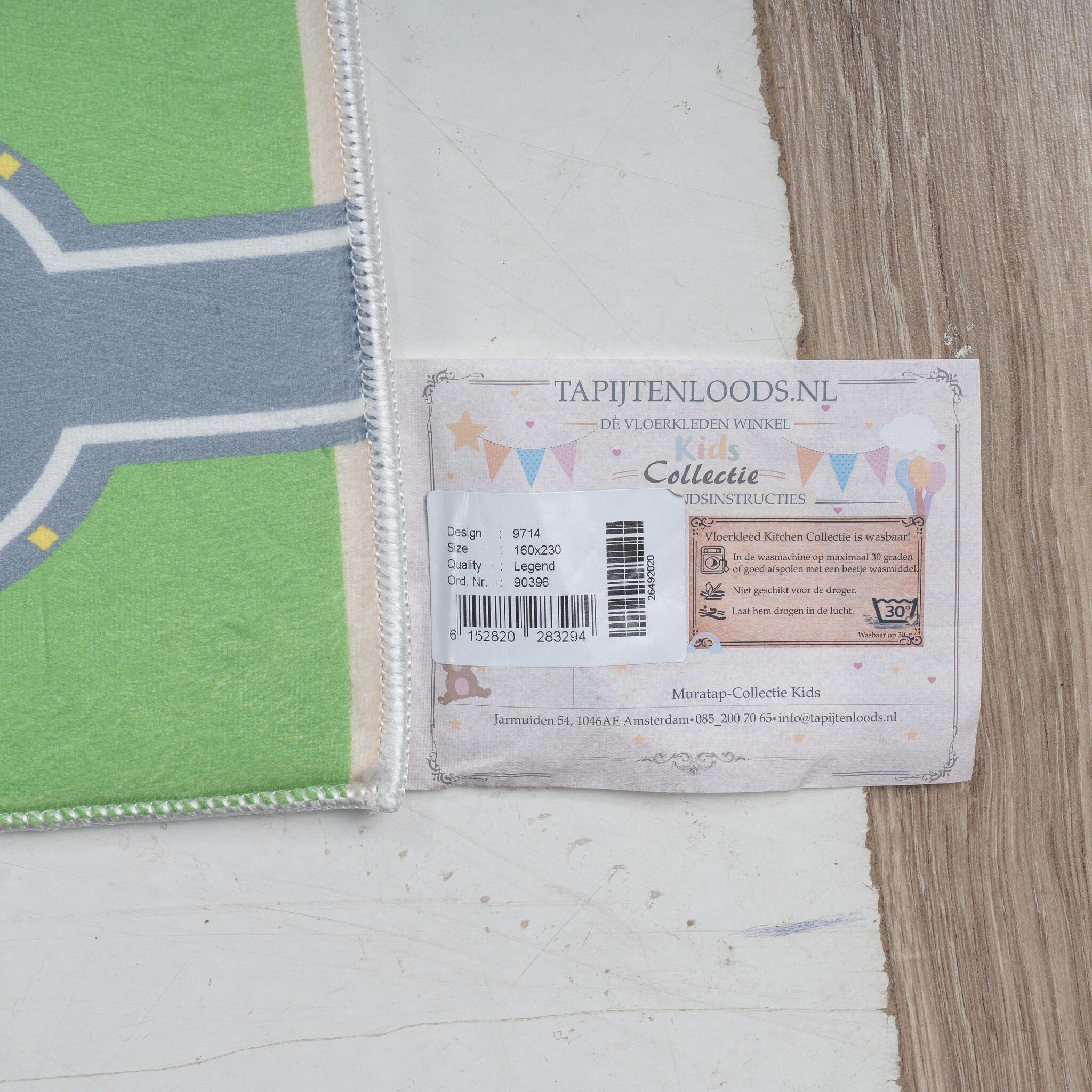 Kindervloerkleed Verkeer Groen Speelkleed Wasbaar Antislip