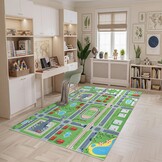 Kindervloerkleed Verkeer Groen Speelkleed Wasbaar Antislip