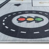 Kindervloerkleed Speelmat Hinkelen Verkeer Grijs Wasbaar Antislip