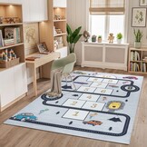 Kindervloerkleed Speelmat Hinkelen Verkeer Grijs Wasbaar Antislip