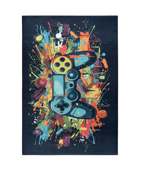 Kindervloerkleed Gaming Graffiti Blauw Multi Wasbaar Antislip